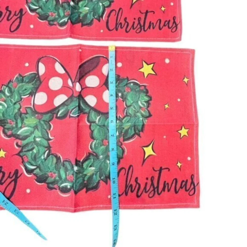 Merry Christmas Minnie‎ Mouse Wreath Table Placemats Set Of 4 NEW Disney Theme